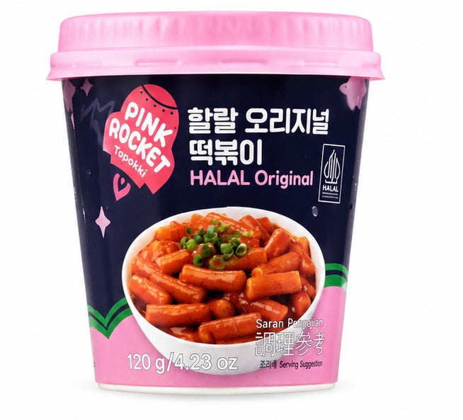 Pink Rocket Halal Original Topokki Cup – Korean Rice Cake | 120g
